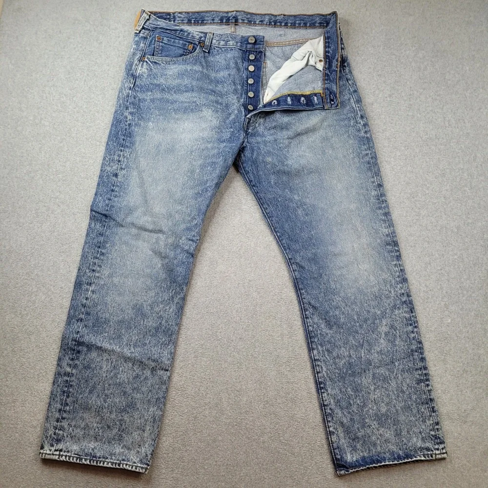 Levi Strauss & Co. 501 Original Fit Jeans Mens 40x30 Blue Acid Wash Button Fly